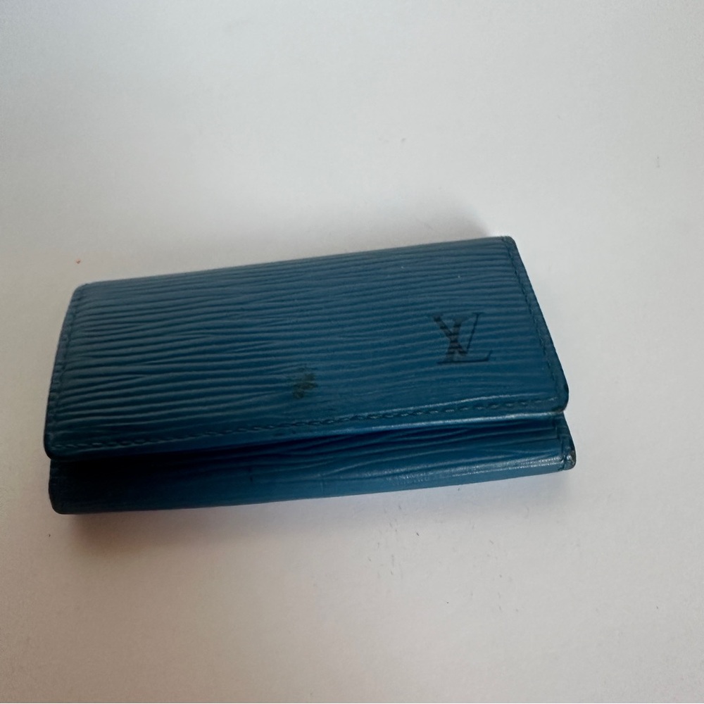 Vintage Louis Vuitton Epi Leather Keyring Case Key Holder Blue VGC